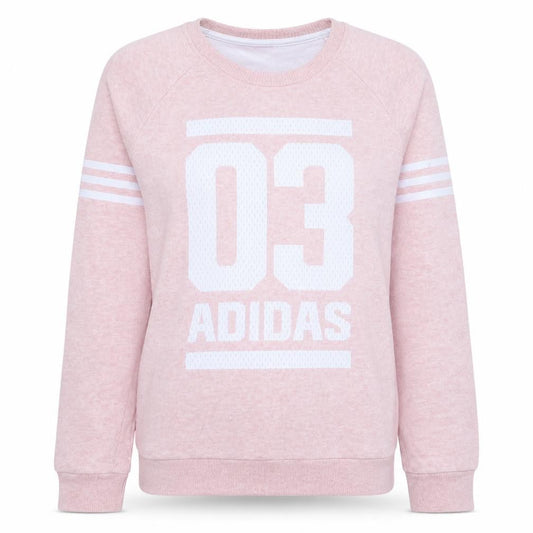 Adidas Womens Pink Graphic Crew Neck Pullover Sweatshirt Size M