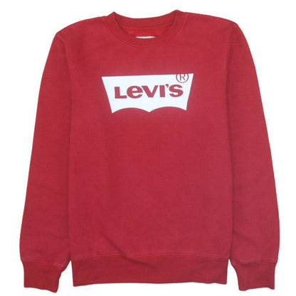 Additional front view of Levi's boys’ red graphic logo pullover sweatshirt 16 years