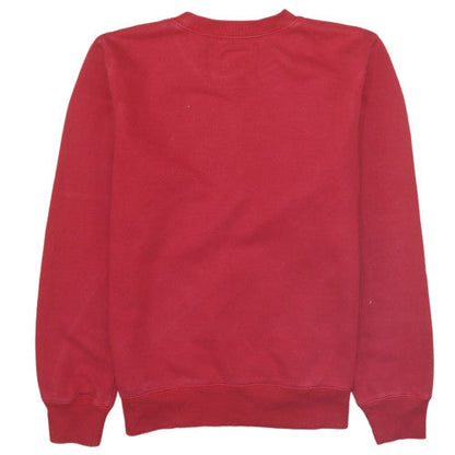 Brand and care label for Levi's boys’ red graphic logo pullover sweatshirt 16 years