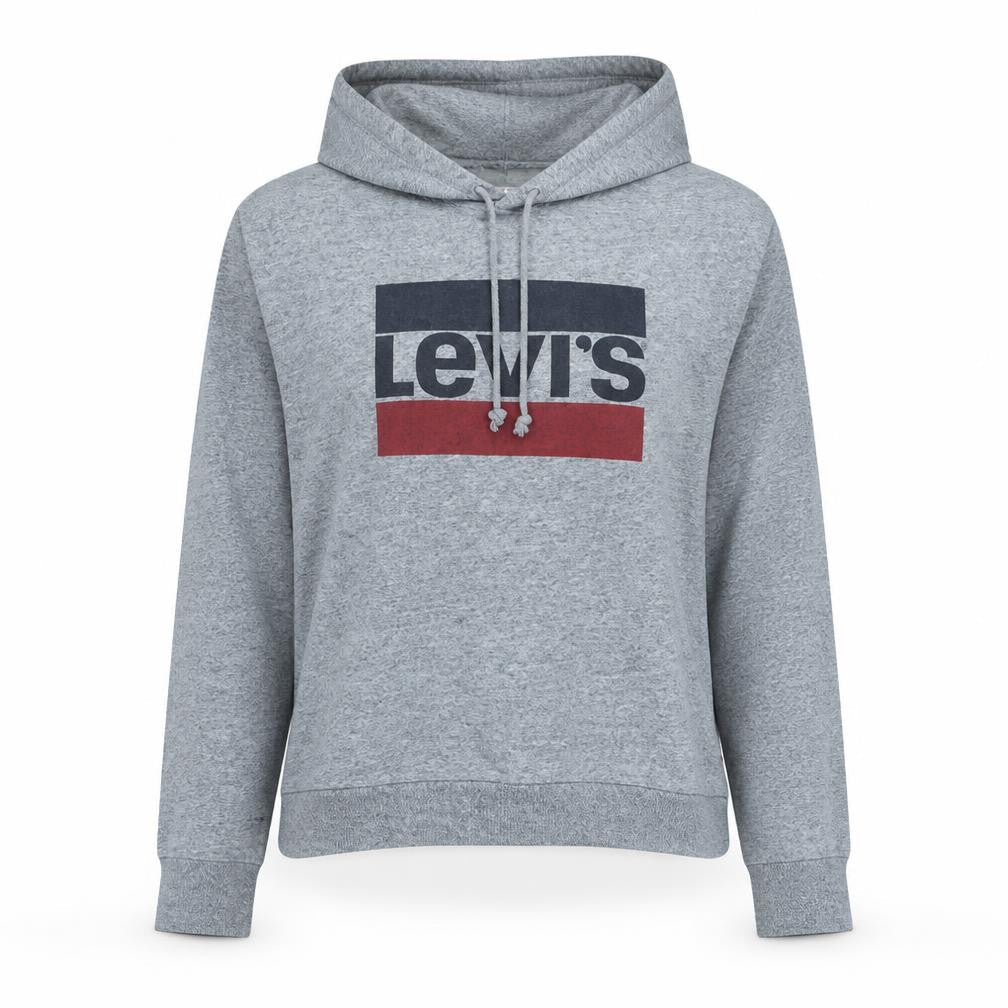 Levi's Womens Grey Small Pullover Hoodie with Logo Print