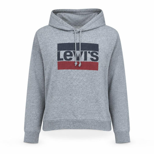 Levi's Womens Grey Small Pullover Hoodie with Logo Print