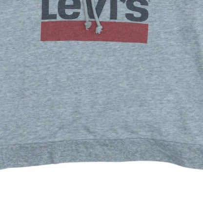 Levi's Womens Grey Small Pullover Hoodie with Logo Print