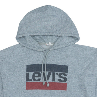 Levi's Womens Grey Small Pullover Hoodie with Logo Print