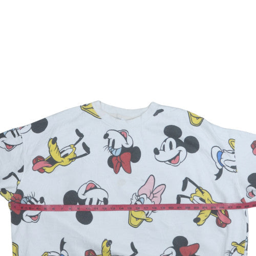 Disney Women's White Mickey & Friends Pullover Sweatshirt UK 22/24