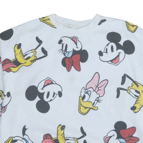 Disney Women's White Mickey & Friends Pullover Sweatshirt UK 22/24