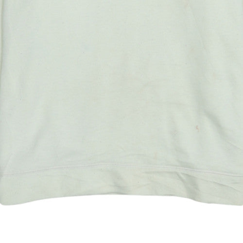 Tommy Hilfiger Men's White Pullover Hoodie L Logo Fleece Sweatshirt