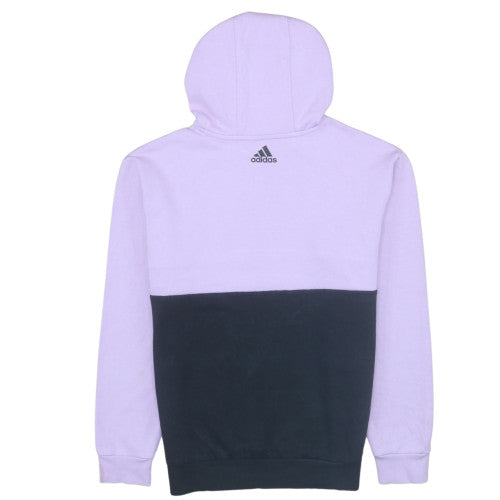 Adidas Girls Lilac and Black Colourblock Pullover Hoodie - Size 13-14 Years