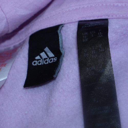 Adidas Girls Lilac and Black Colourblock Pullover Hoodie - Size 13-14 Years
