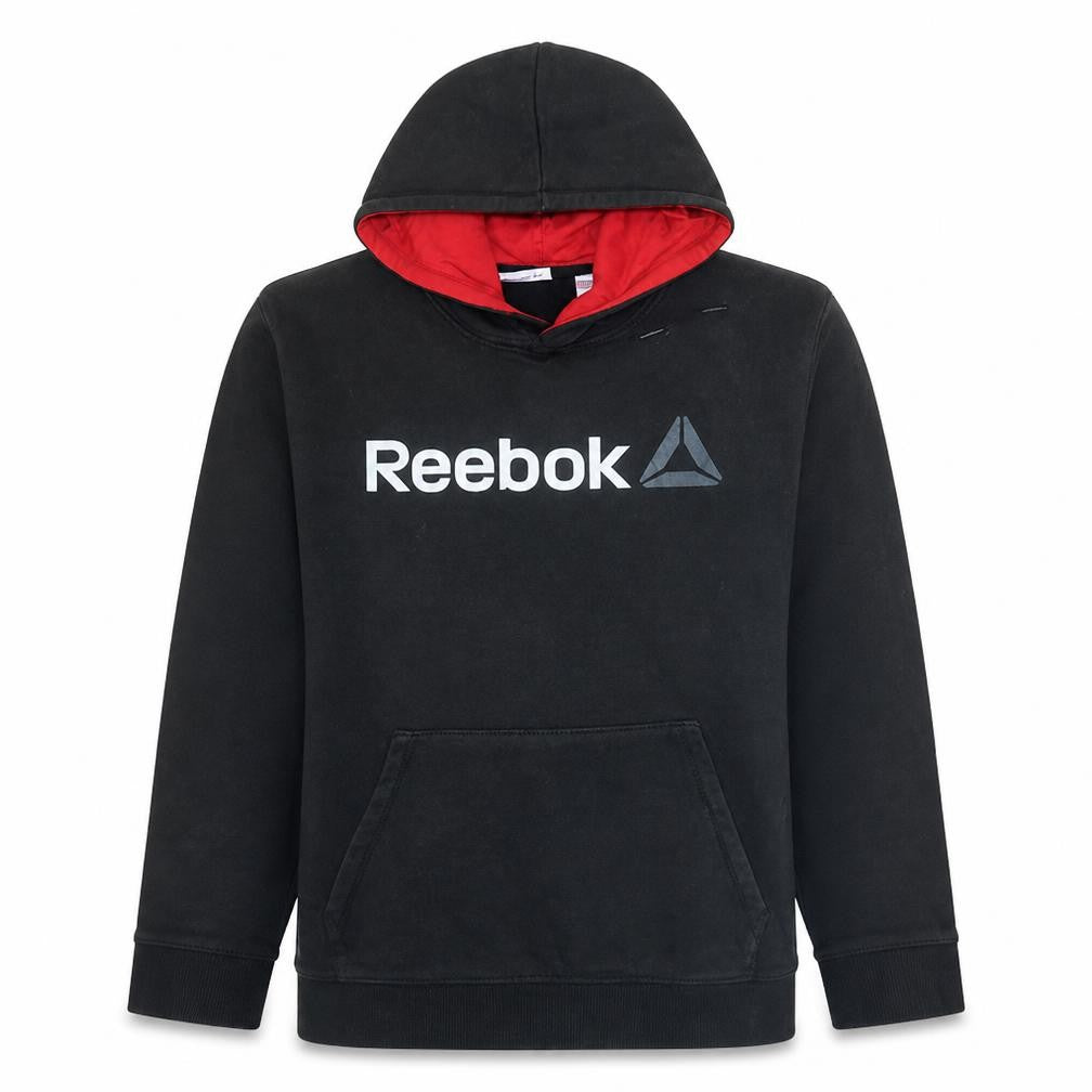 Reebok Mens Black XL Pullover Hoodie with Red Hood Lining
