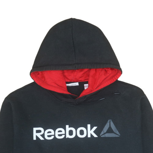 Reebok Mens Black XL Pullover Hoodie with Red Hood Lining