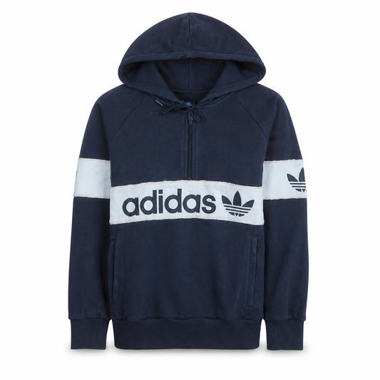 Adidas Womens Navy Blue 1/4 Zip Hoodie Size 10 Cotton Blend Casual