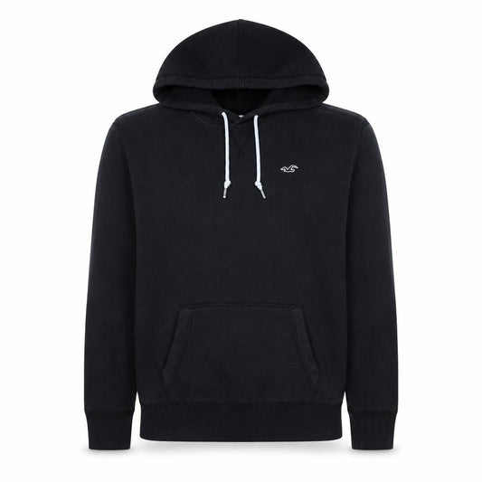 Hollister Men's Black Pullover Hoodie Small Fleece Logo Sweatshirt