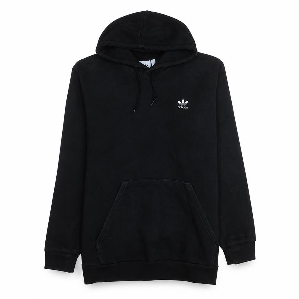 Adidas Mens Black Pullover Hoodie L Regular Fleece Logo Sweatshirt