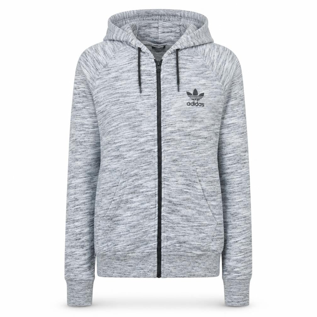 Adidas Women Grey Full Zip Hoodie Size 10 Regular Fit