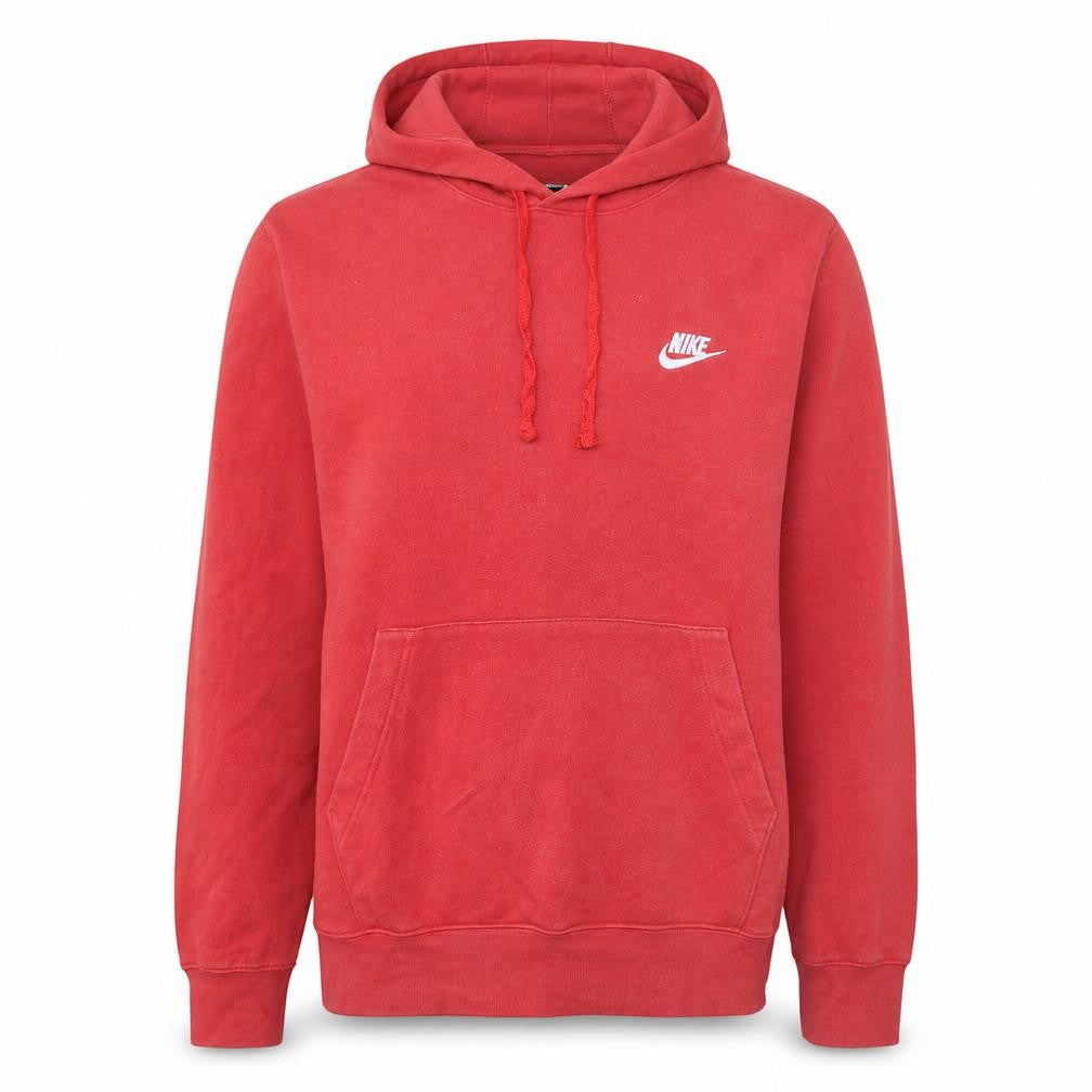 Nike Men’s Red Pullover Hoodie Small Logo Fleece Sweatshirt