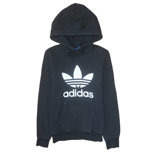 Adidas Women Black Pullover Hoodie Size 10 Logo Hooded Sweatshirt