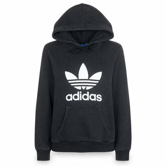 Adidas Women Black Pullover Hoodie Size 10 Logo Hooded Sweatshirt