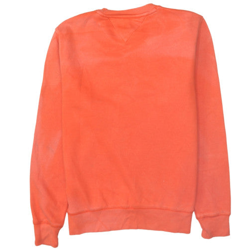 Tommy Hilfiger Men's Orange Cotton Crew Neck Logo Sweatshirt S