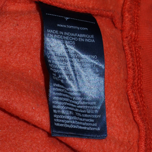 Tommy Hilfiger Men's Orange Cotton Crew Neck Logo Sweatshirt S