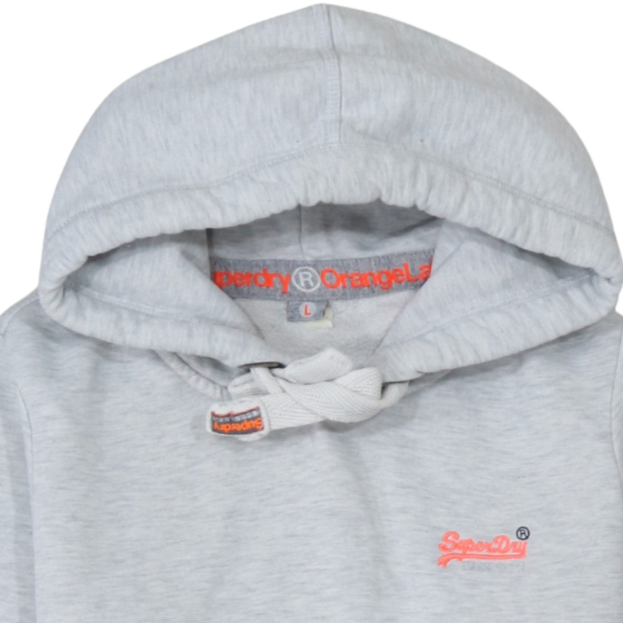 Superdry Womens Grey Pullover Hoodie Size L Drawstring Pockets