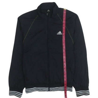 Back view of Adidas boys’ black track jacket l lightweight full zip sportswear