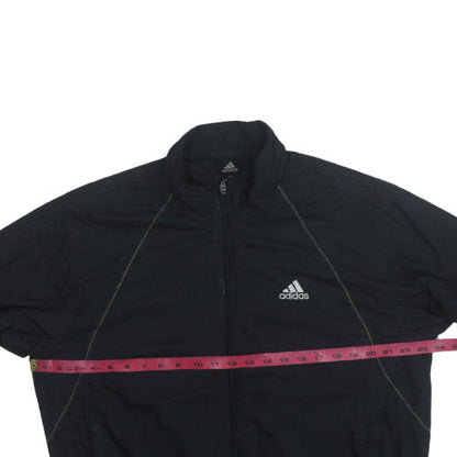 Close-up detail of Adidas boys’ black track jacket l lightweight full zip sportswear