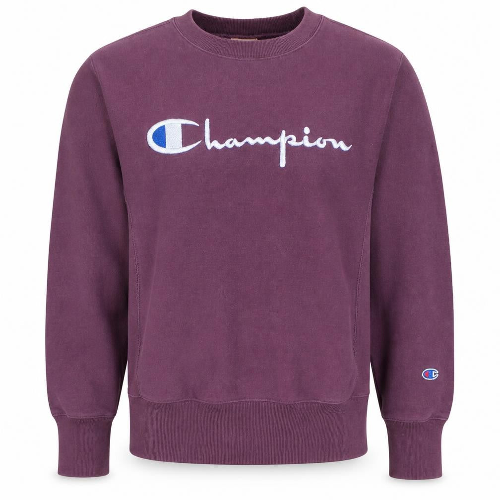 Champion Men Purple XS Pullover Sweatshirt Crew Neck Embroidered Logo
