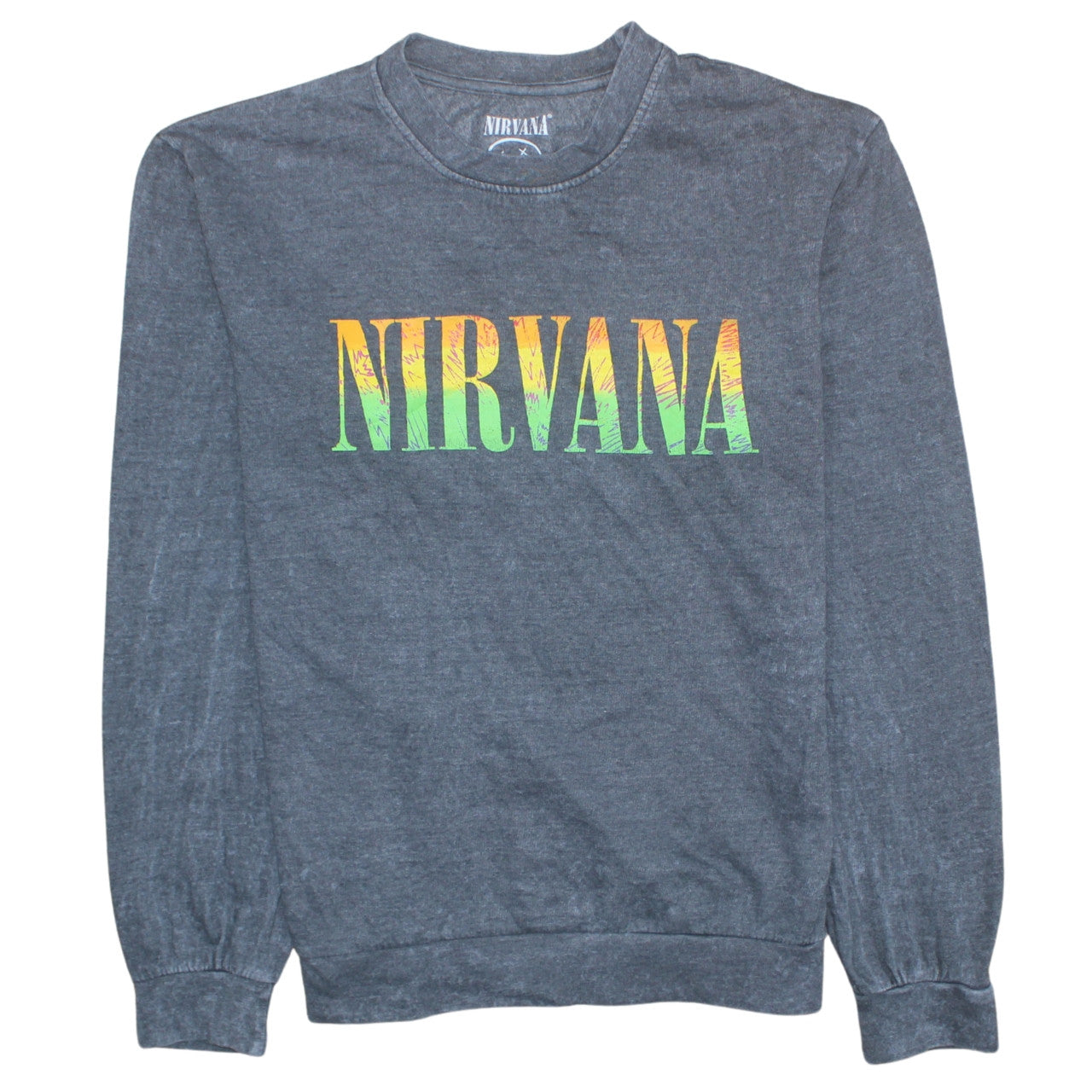 Nirvana Men's Grey Graphic Logo Pullover Sweatshirt M