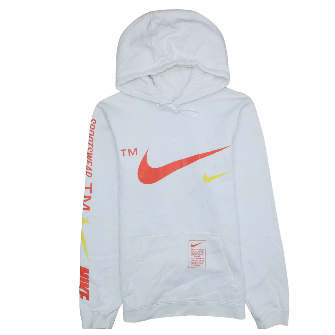 Nike Men's White Pullover Hoodie Small Sportswear Logo Fleece
