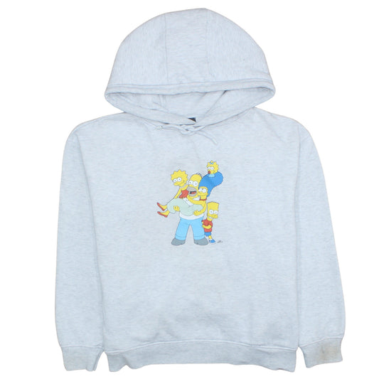 Preloved The Simpsons Men's Grey Pullover Hoodie L Graphic Print Fleece - Front