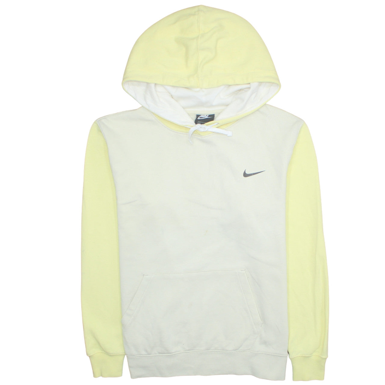 Nike Womens Yellow & White Pullover Hoodie Medium Cotton Blend