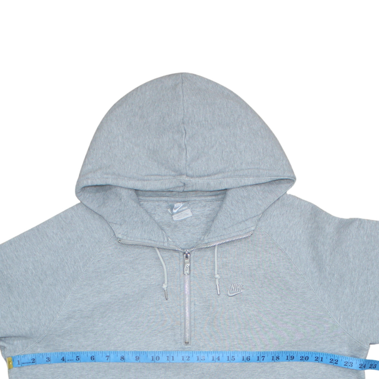 Nike Women Grey 1/2 Zip Hooded Pullover Sweatshirt L Cotton