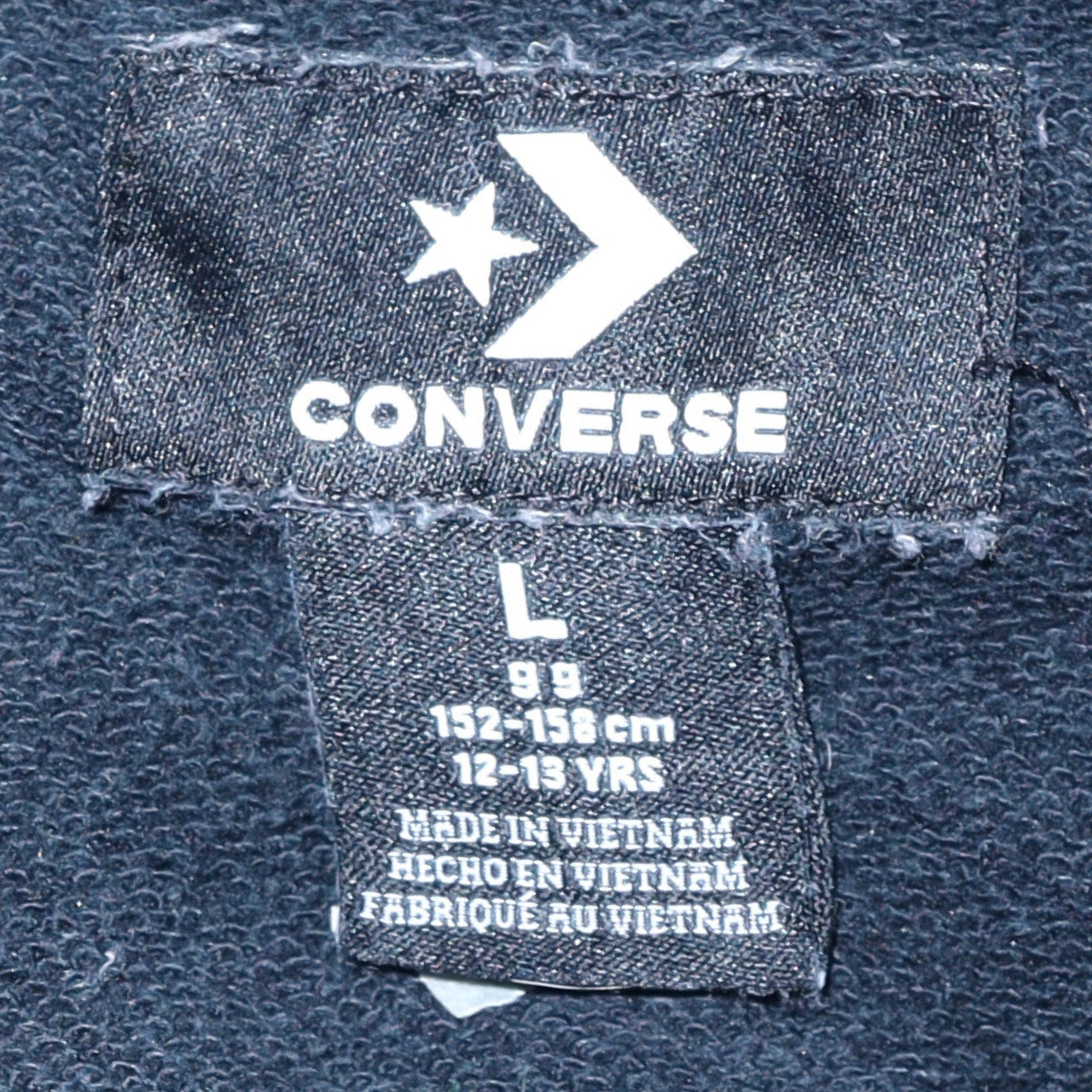 Converse Boys Black Full Zip Hoodie 12-13 Years Logo Fleece Sweatshirt