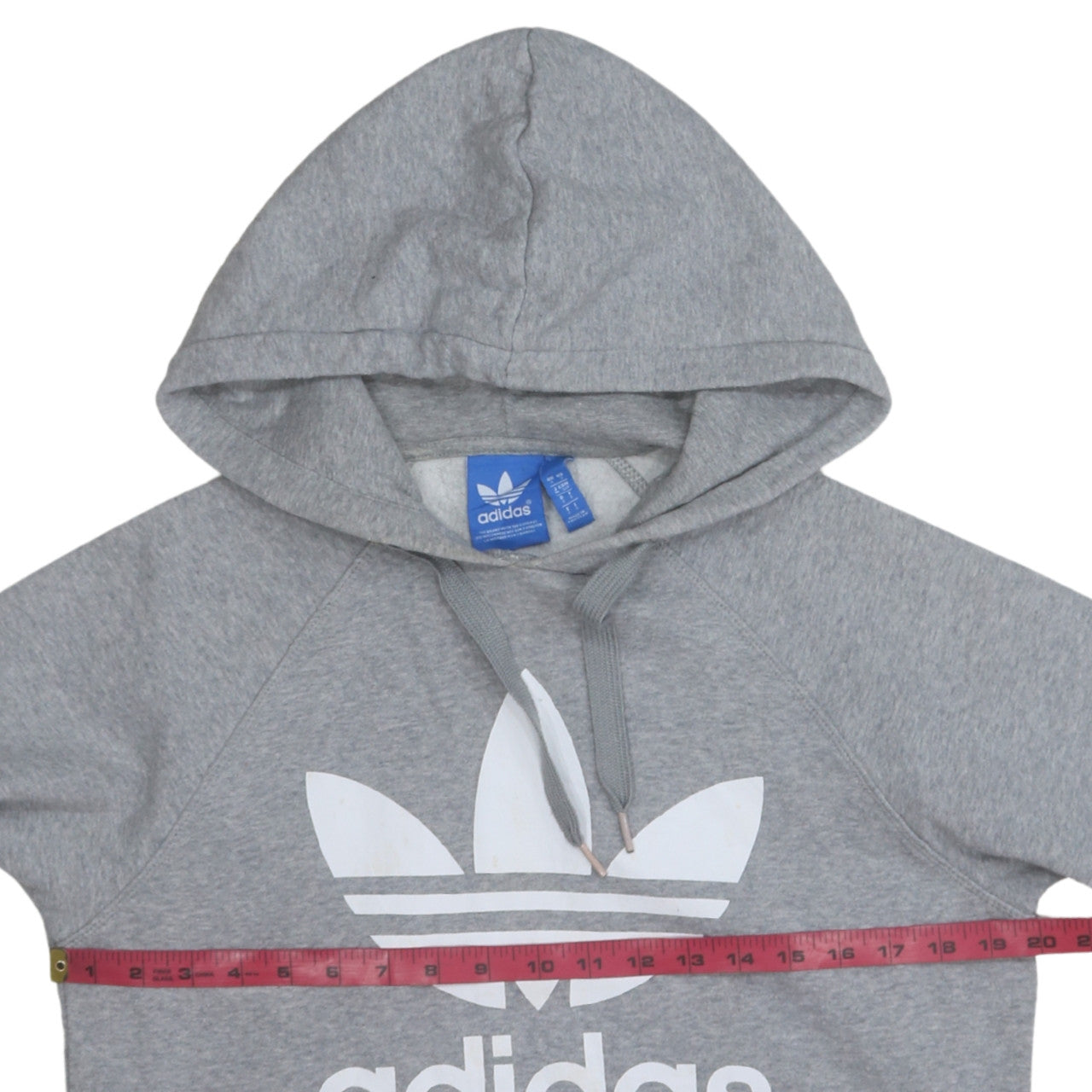 Adidas Men Grey Hoodie Small Pullover Logo Cotton Blend Sweatshirt