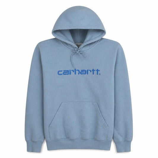 Carhartt Men's Blue Pullover Hoodie S Embroidered Logo Fleece