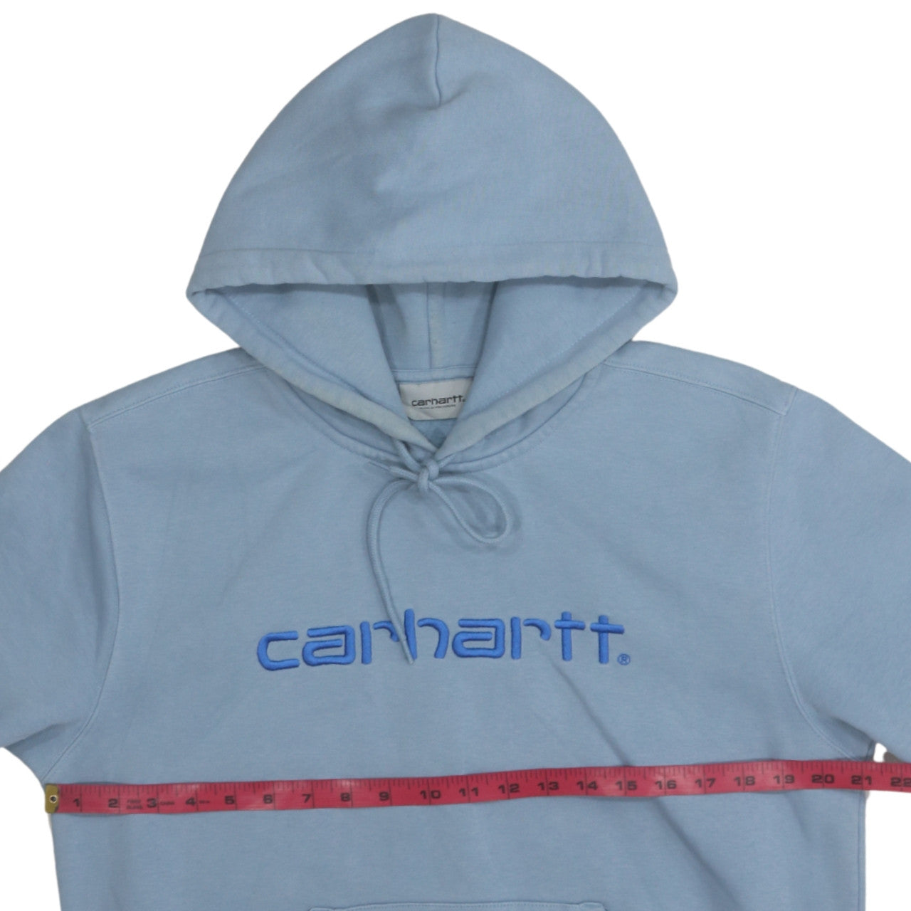 Carhartt Men's Blue Pullover Hoodie S Embroidered Logo Fleece