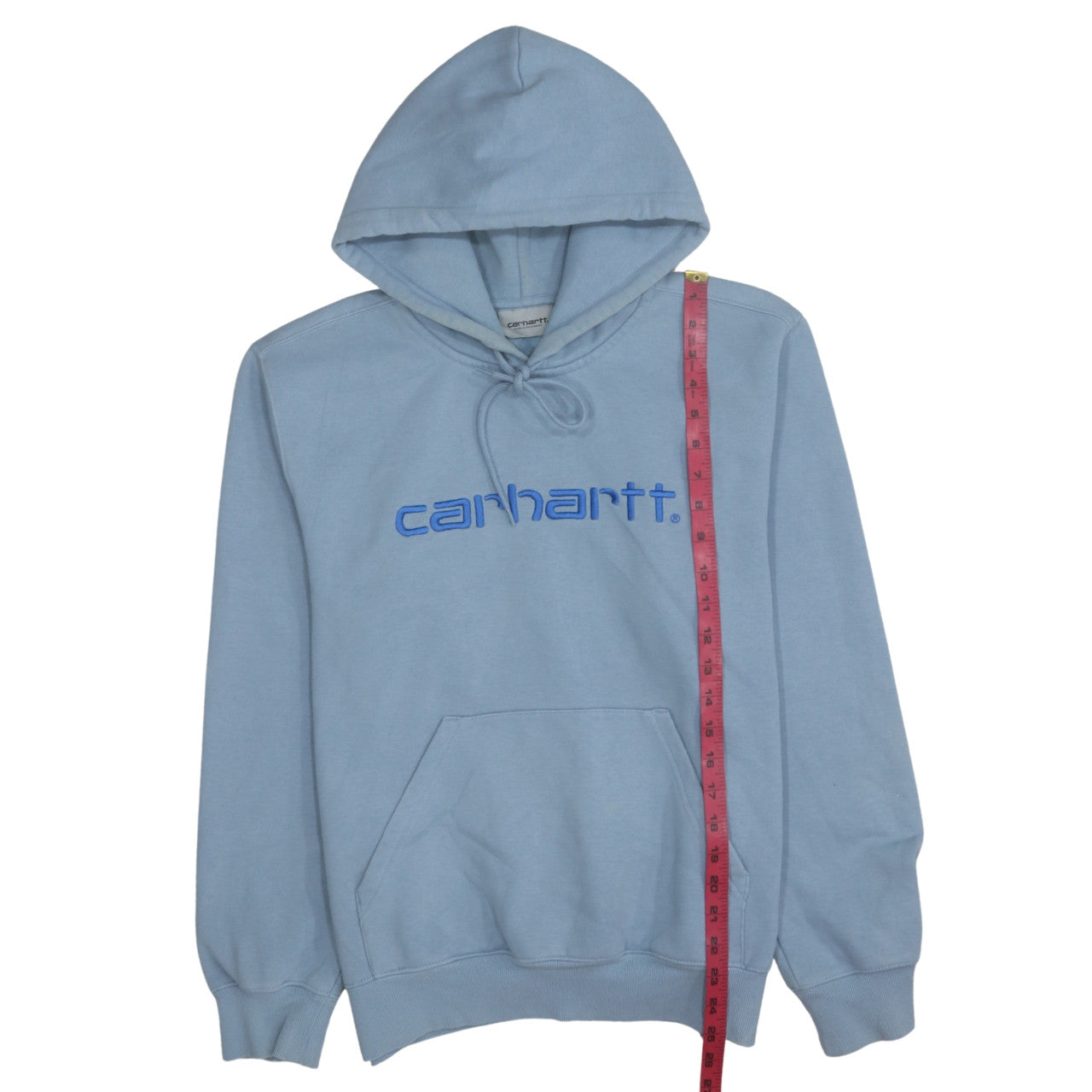 Carhartt Men's Blue Pullover Hoodie S Embroidered Logo Fleece