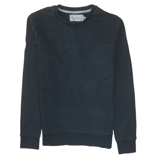 Calvin Klein Jeans Men's Black Regular Fit Cotton Sweatshirt S