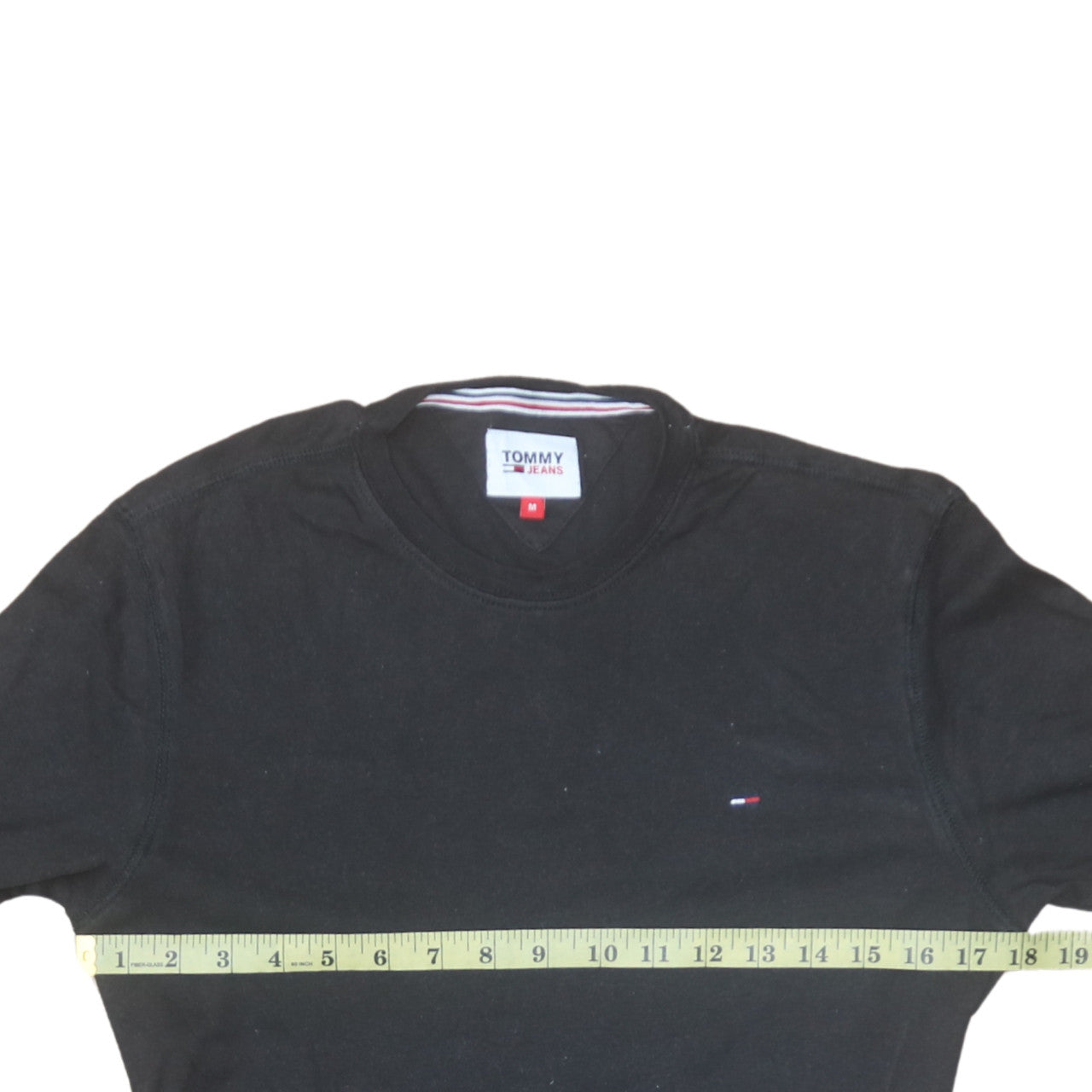 Tommy Jeans Men's Black Long Sleeve Cotton Crew Neck T-Shirt M
