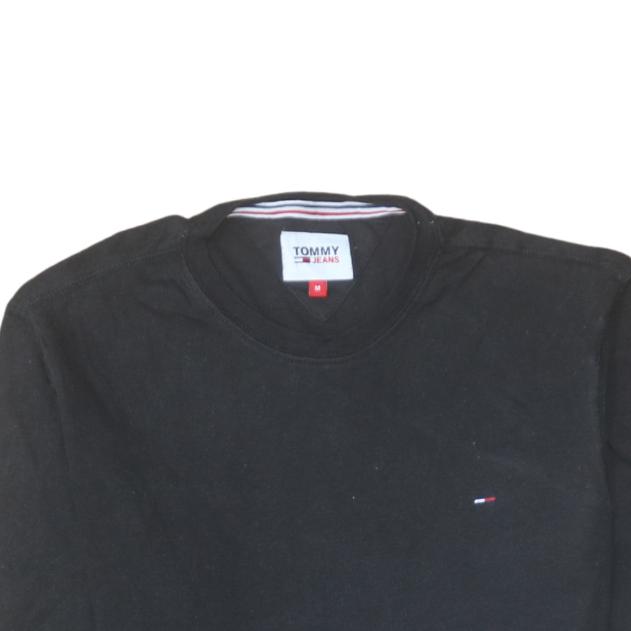 Tommy Jeans Men's Black Long Sleeve Cotton Crew Neck T-Shirt M