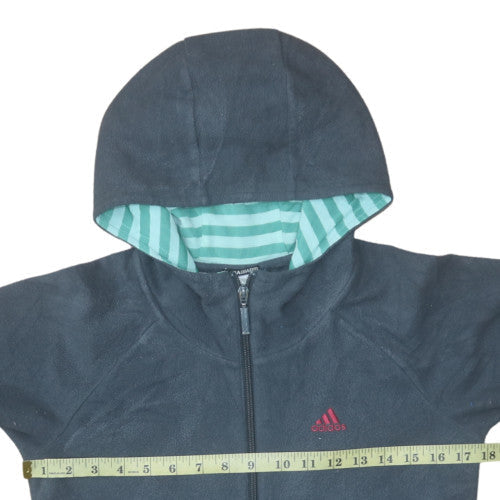 Adidas Girls Grey Fleece Hooded Full Zip Jacket 7-8 Years ClimaWarm