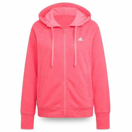 Adidas Womens Pink Full Zip Hoodie M 12-14 Hooded Sweatshirt