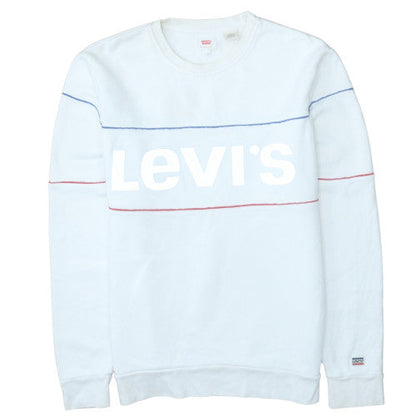 Levi's Men's White Pullover Logo Sweatshirt Size M Classic Fleece