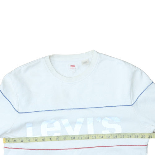 Levi's Men's White Pullover Logo Sweatshirt Size M Classic Fleece