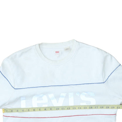 Levi's Men's White Pullover Logo Sweatshirt Size M Classic Fleece
