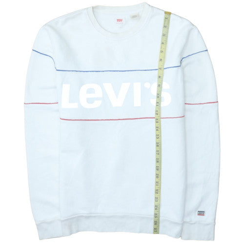 Levi's Men's White Pullover Logo Sweatshirt Size M Classic Fleece
