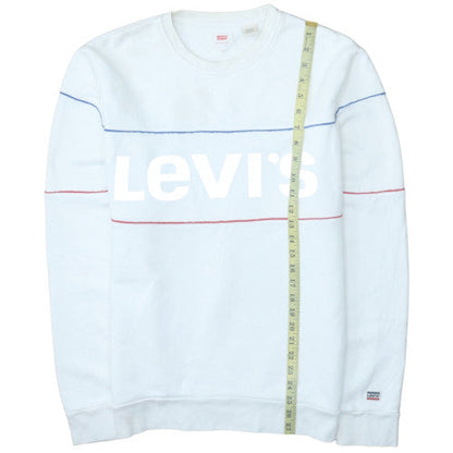 Levi's Men's White Pullover Logo Sweatshirt Size M Classic Fleece