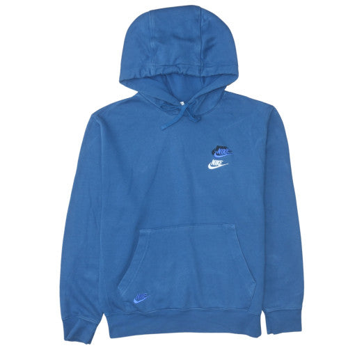 Nike Men's Blue Pullover Hoodie Small Graphic Logo Fleece
