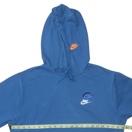 Nike Men's Blue Pullover Hoodie Small Graphic Logo Fleece