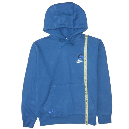 Nike Men's Blue Pullover Hoodie Small Graphic Logo Fleece